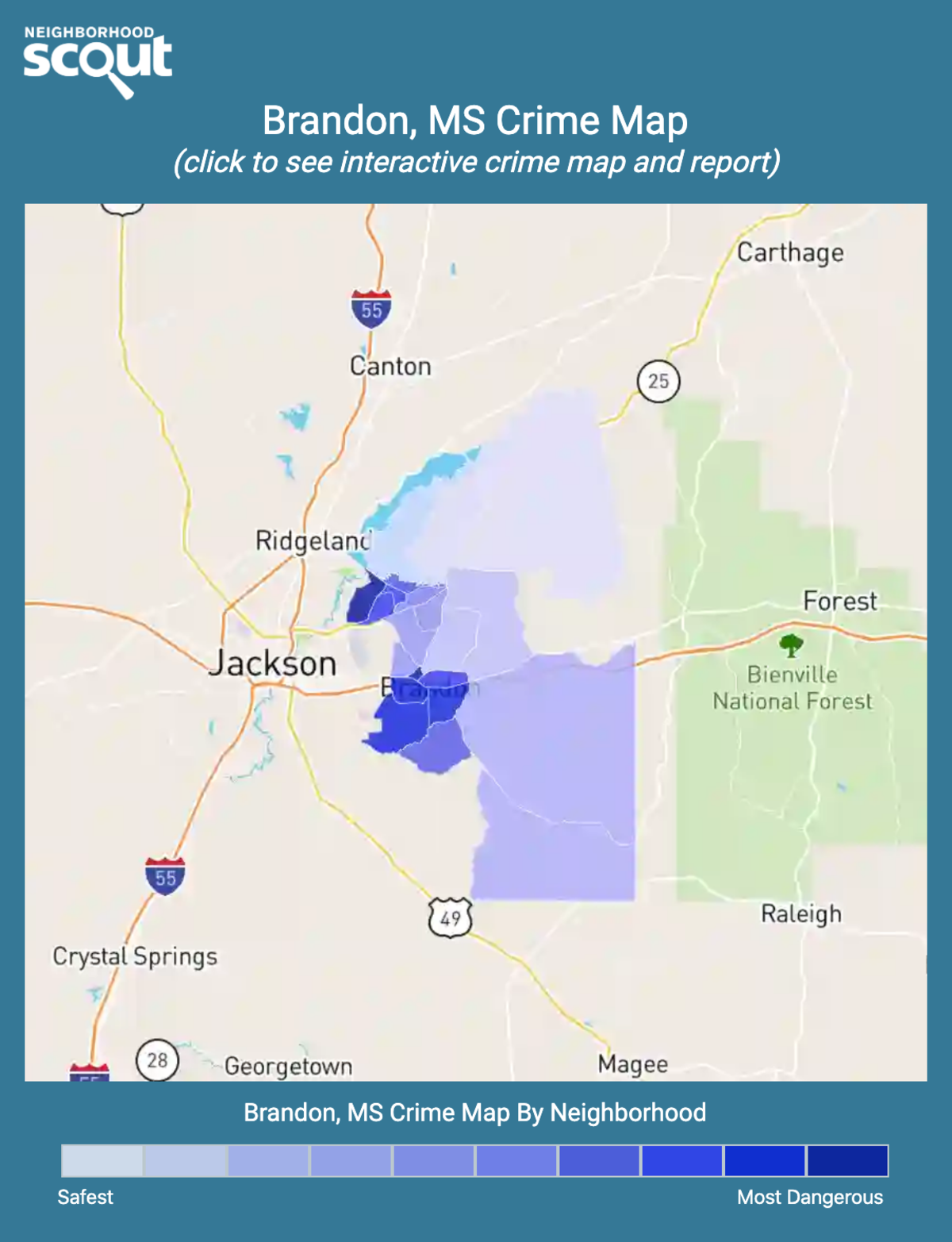 Brandon, Mississippi crime map