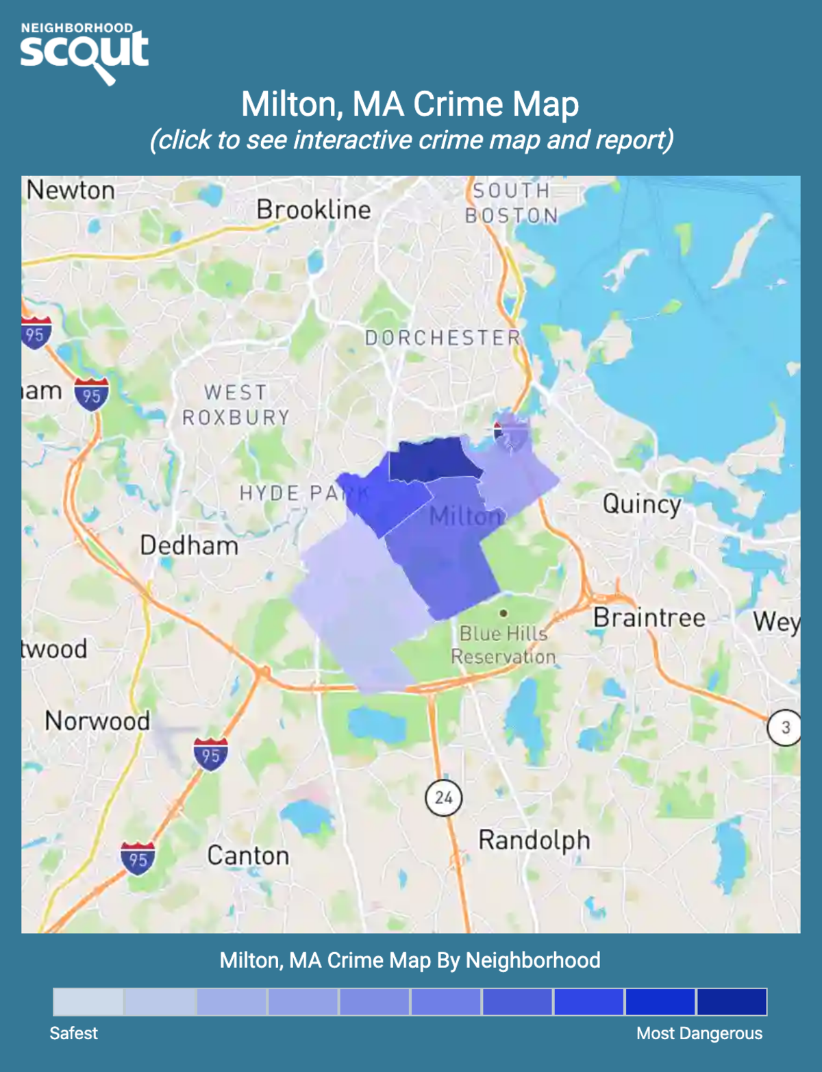 Milton, Massachusetts crime map